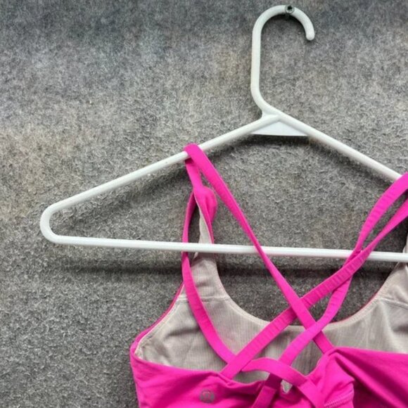 Lululemon Sports Bra Women 0 Pink Crossback Strappy Padded Activewear Yoga - Picture 2 of 4